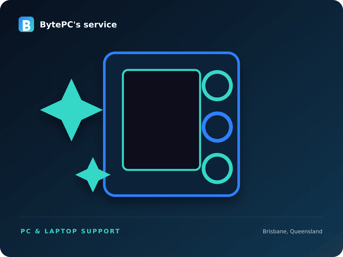 Illustration representing desktop computer cleaning and maintenance